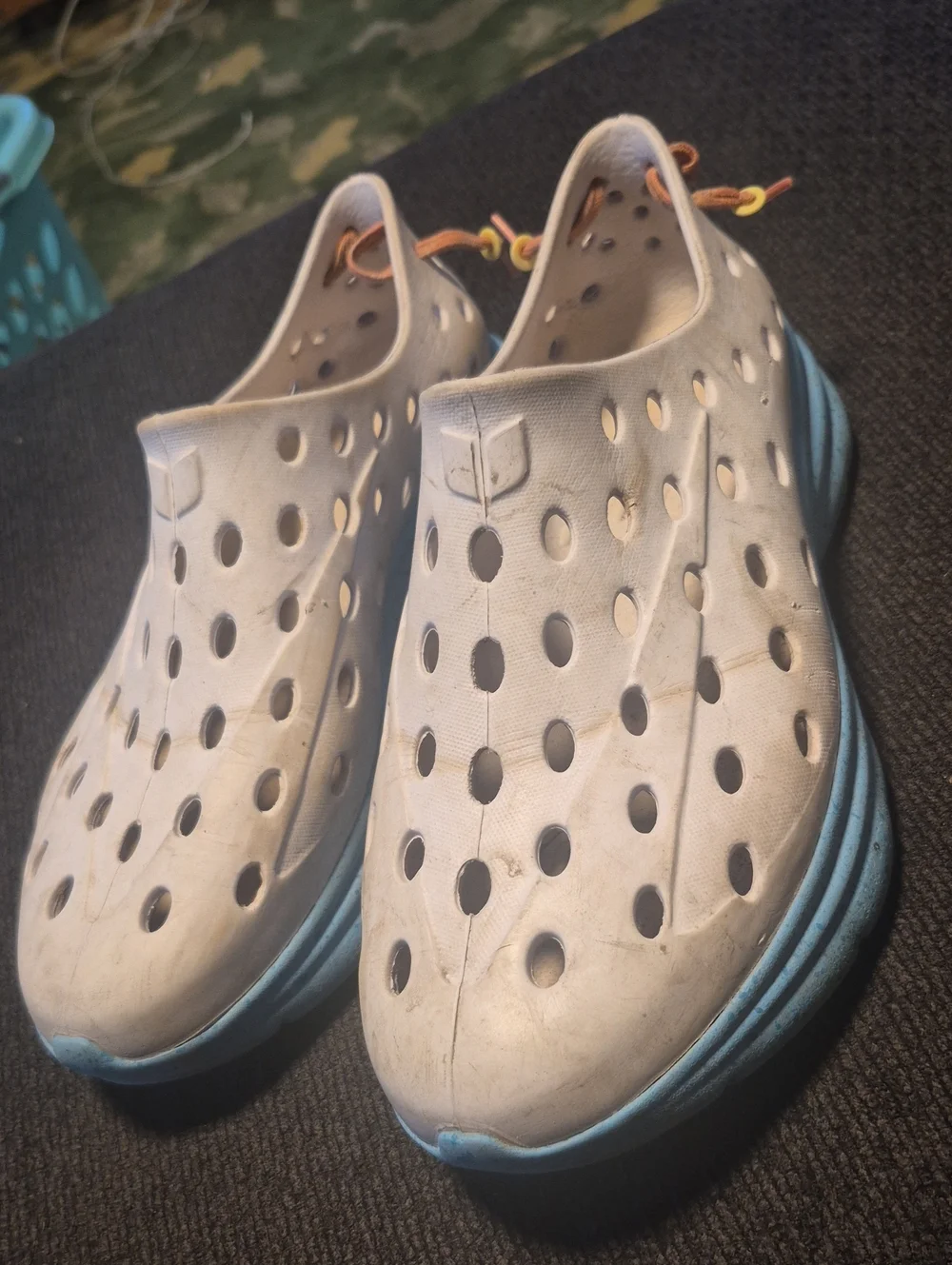 Men's Lightweight Slip-On Sandals in Light Gray and Blue